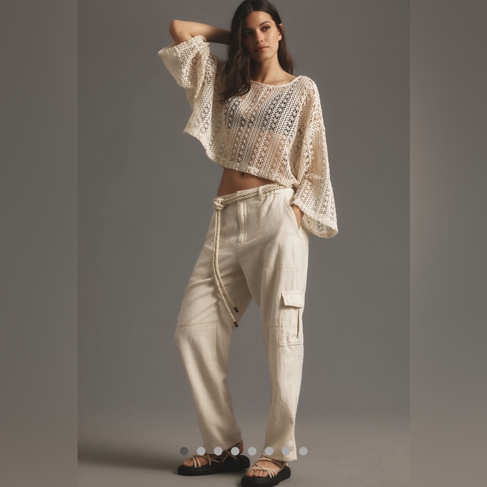 Anthropologie Pilcro Slim Linen Beach Cargo Pants